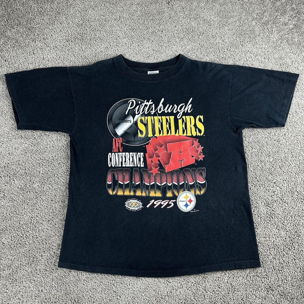 Vintage Pittsburgh Steelers Shirt Mens Large NFL Football AFC Champions 1995
